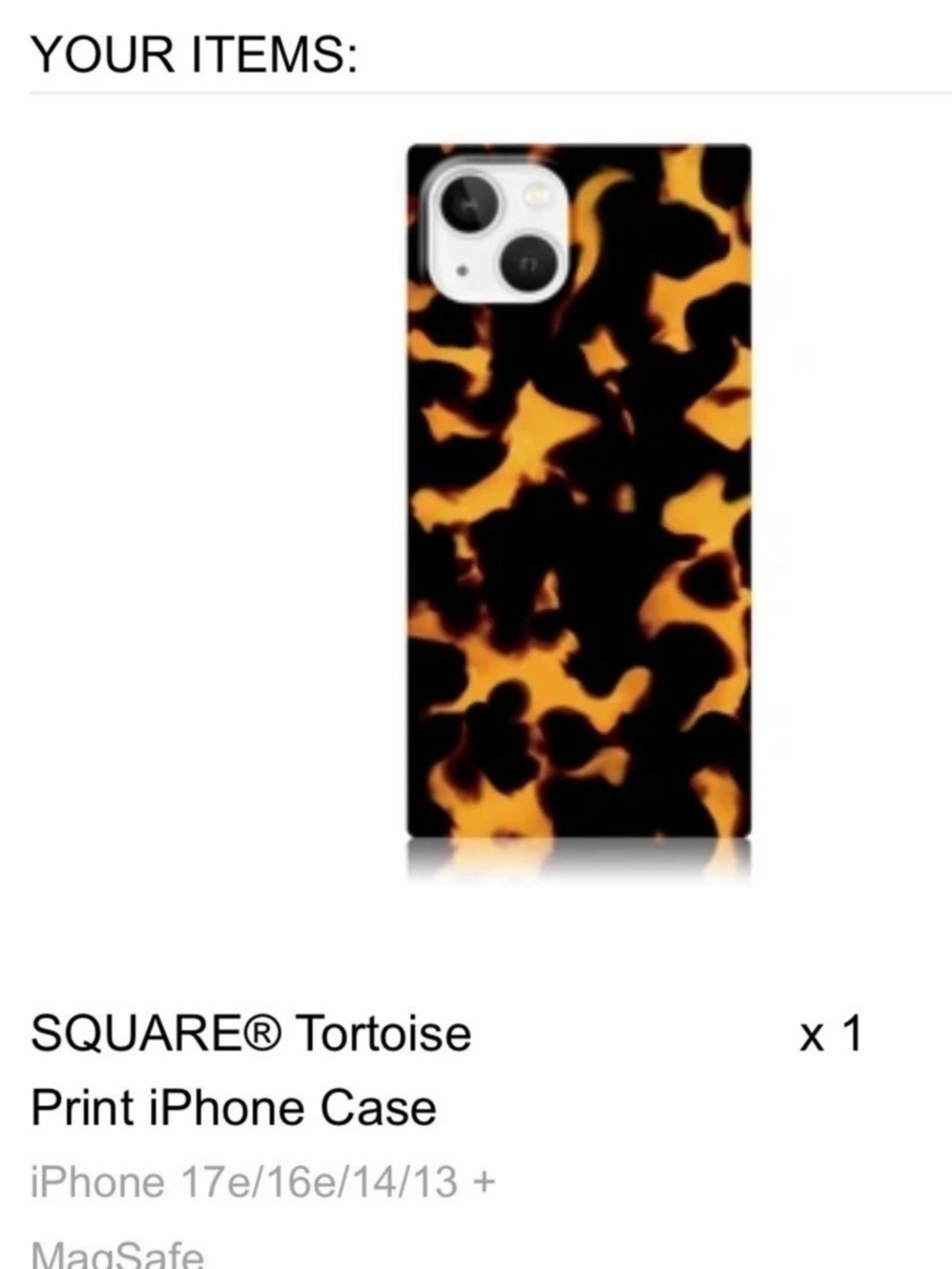 FLAUNT Square Tortoise Print iPhone Case, iPhones 17e/16e/14/13 + MagSafe